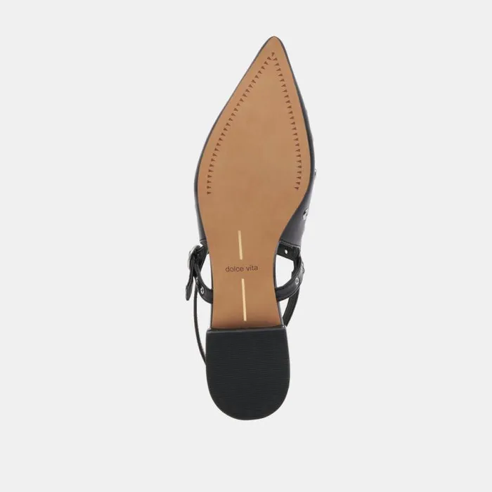 Dolce Vita Penney Stud Flats Midnight Crinkle Patent Women Flats and Loafers
