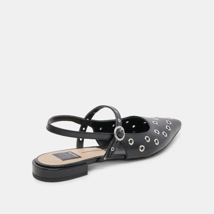 Dolce Vita Penney Stud Flats Midnight Crinkle Patent Women Flats and Loafers