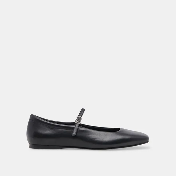 Dolce Vita Reyes Ballet Flats Black Leather Women Flats and Loafers
