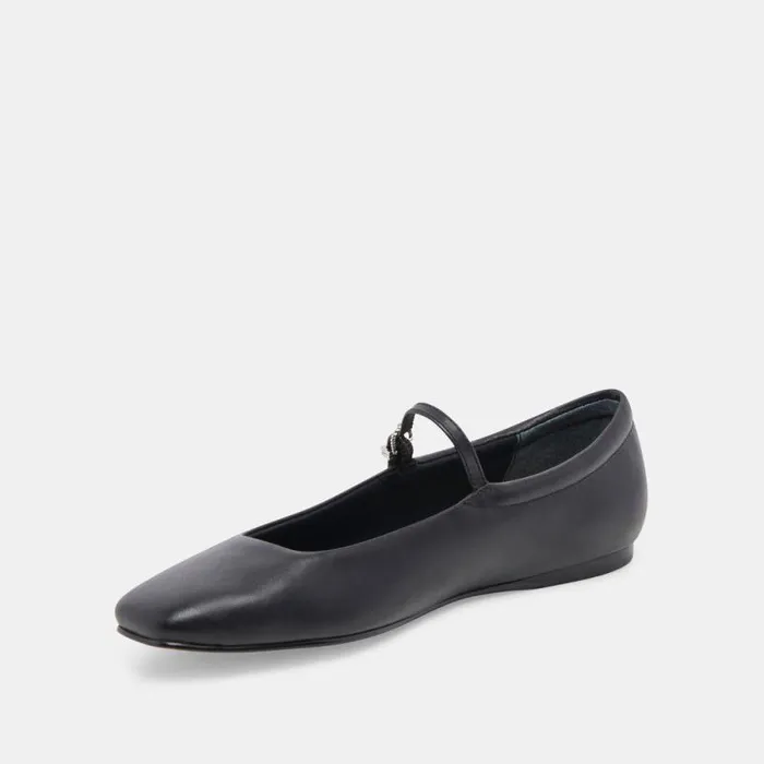 Dolce Vita Reyes Ballet Flats Black Leather Women Flats and Loafers