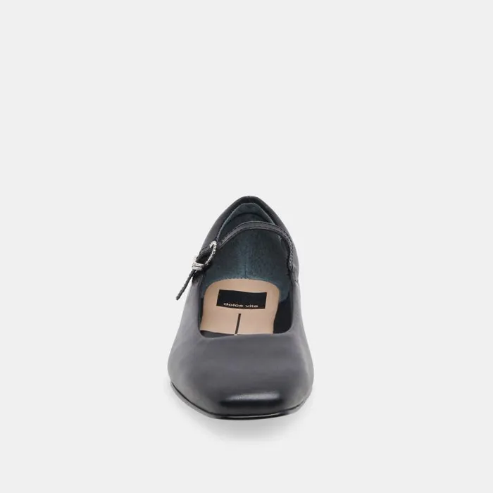 Dolce Vita Reyes Ballet Flats Black Leather Women Flats and Loafers