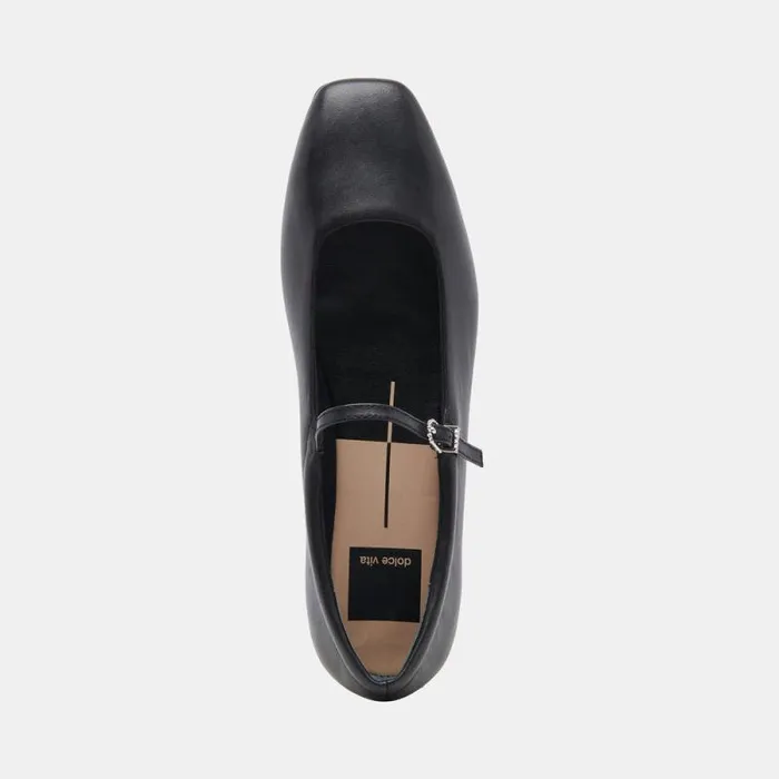 Dolce Vita Reyes Ballet Flats Black Leather Women Flats and Loafers