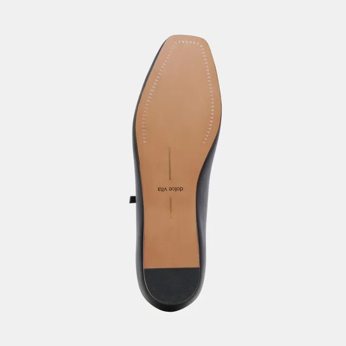Dolce Vita Reyes Ballet Flats Black Leather Women Flats and Loafers
