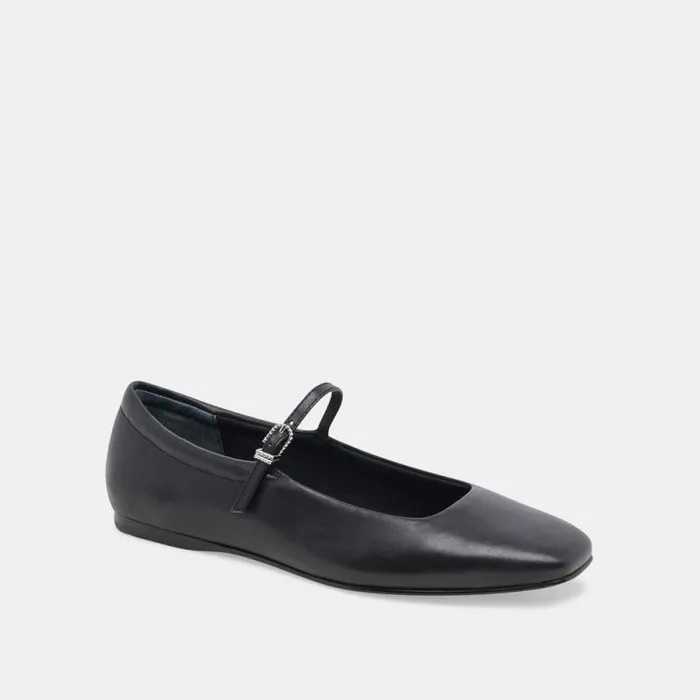 Dolce Vita Reyes Ballet Flats Black Leather Women Flats and Loafers