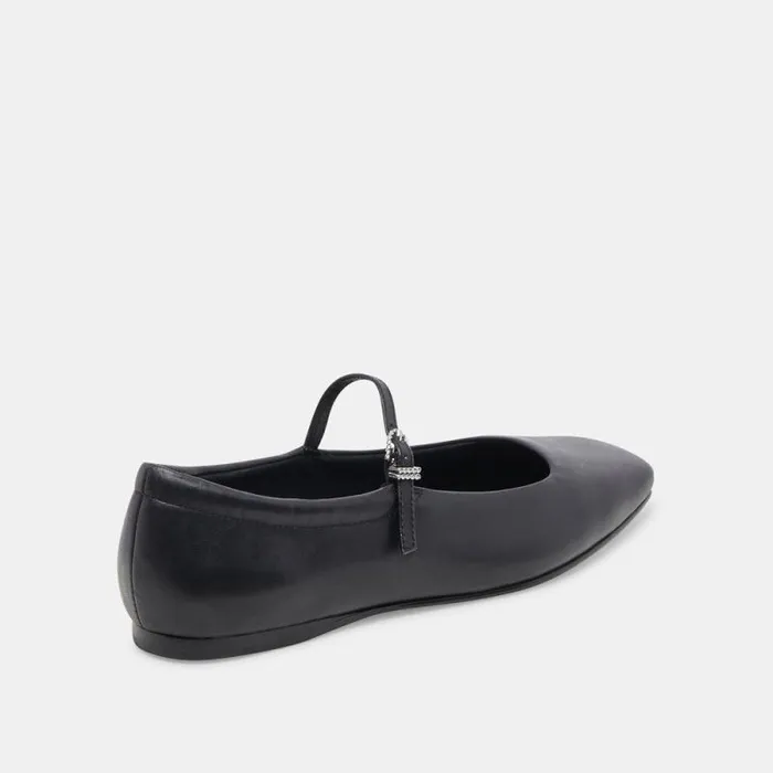 Dolce Vita Reyes Ballet Flats Black Leather Women Flats and Loafers
