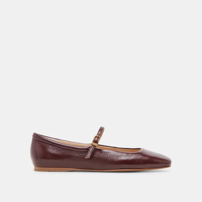 Dolce Vita Reyes Ballet Flats Cranberry Crinkle Patent Women Flats and Loafers Dolce Vita Reyes Ballet Flats Cranberry Crinkle Patent Women Flats and Loafers