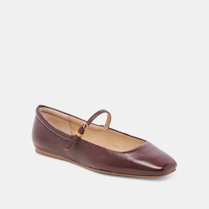 Dolce Vita Reyes Ballet Flats Cranberry Crinkle Patent Women Flats and Loafers