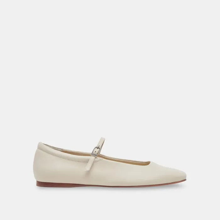 Dolce Vita Reyes Ballet Flats Ivory Leather Women Flats and Loafers