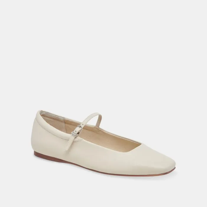 Dolce Vita Reyes Ballet Flats Ivory Leather Women Flats and Loafers