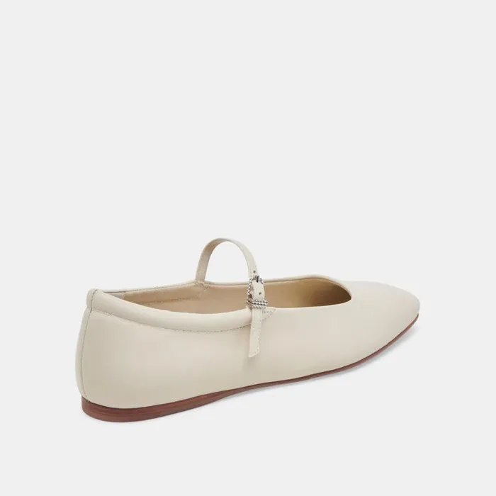 Dolce Vita Reyes Ballet Flats Ivory Leather Women Flats and Loafers