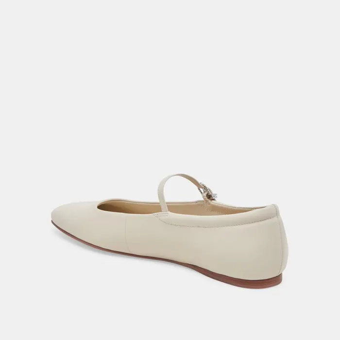 Dolce Vita Reyes Ballet Flats Ivory Leather Women Flats and Loafers