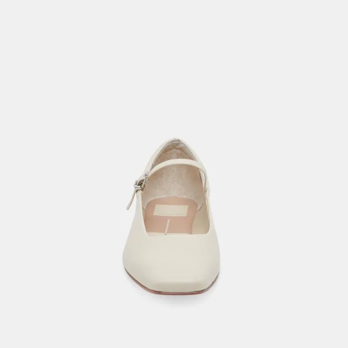Dolce Vita Reyes Ballet Flats Ivory Leather Women Flats and Loafers