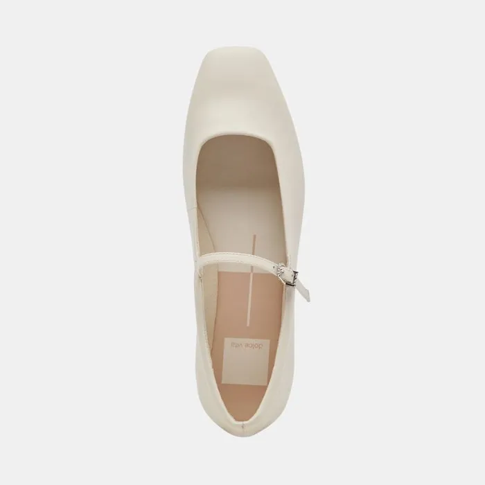 Dolce Vita Reyes Ballet Flats Ivory Leather Women Flats and Loafers
