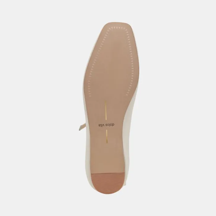 Dolce Vita Reyes Ballet Flats Ivory Leather Women Flats and Loafers