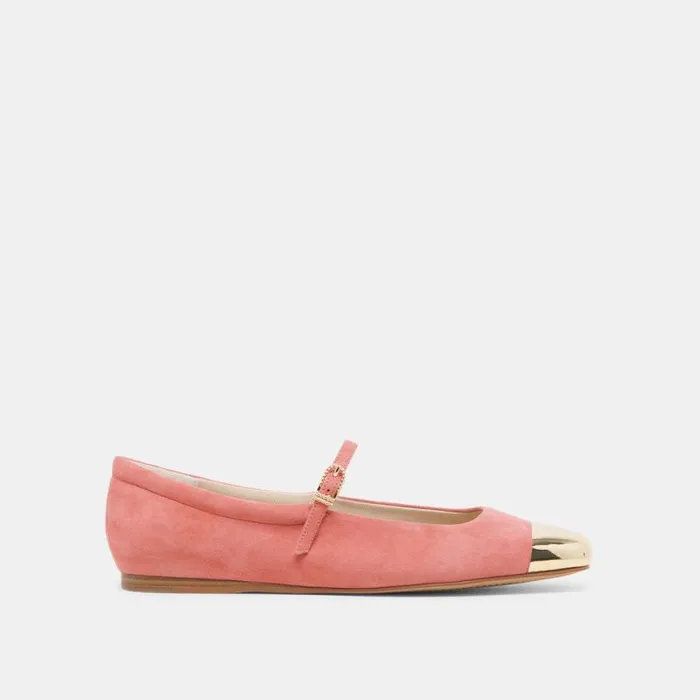 Dolce Vita Reyes Toe Cap Ballet Flats Coral Suede Women Flats and Loafers