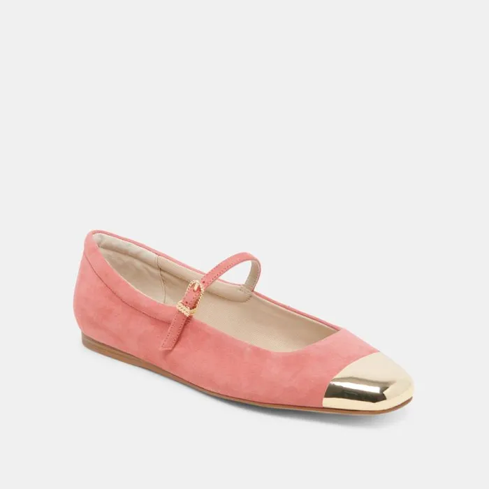 Dolce Vita Reyes Toe Cap Ballet Flats Coral Suede Women Flats and Loafers