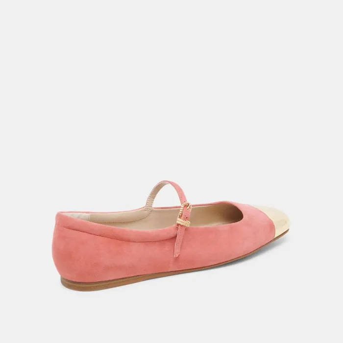 Dolce Vita Reyes Toe Cap Ballet Flats Coral Suede Women Flats and Loafers