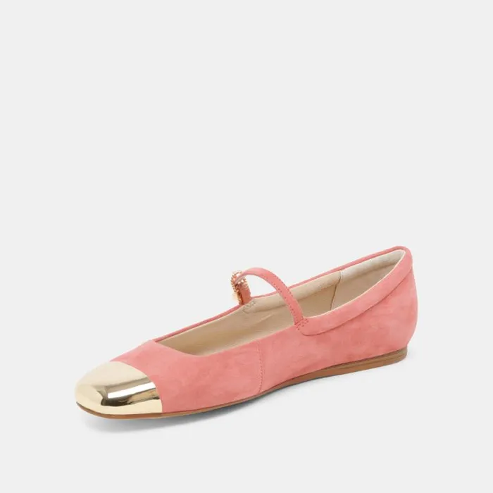 Dolce Vita Reyes Toe Cap Ballet Flats Coral Suede Women Flats and Loafers