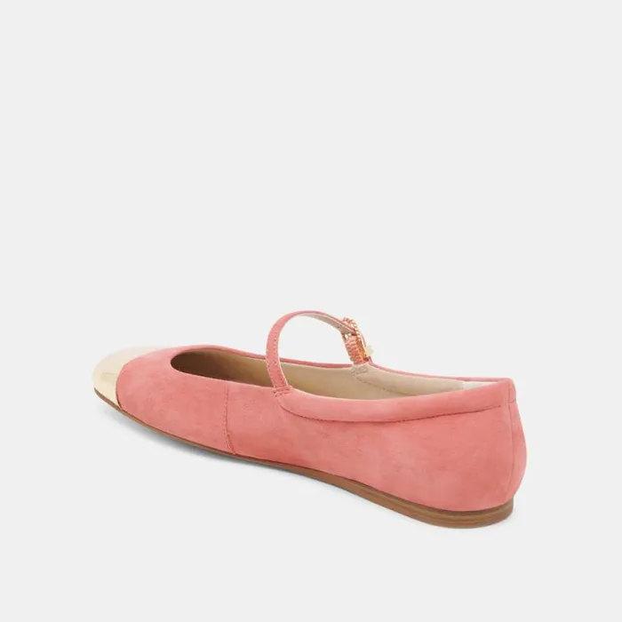 Dolce Vita Reyes Toe Cap Ballet Flats Coral Suede Women Flats and Loafers