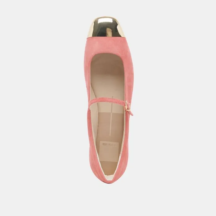 Dolce Vita Reyes Toe Cap Ballet Flats Coral Suede Women Flats and Loafers