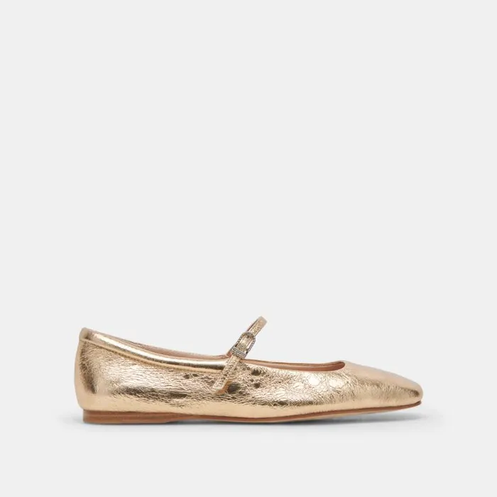 Dolce Vita Reyes Wide Ballet Flats Gold Distressed Leather Women Flats and Loafers Dolce Vita Reyes Wide Ballet Flats Gold Distressed Leather Women Flats and Loafers