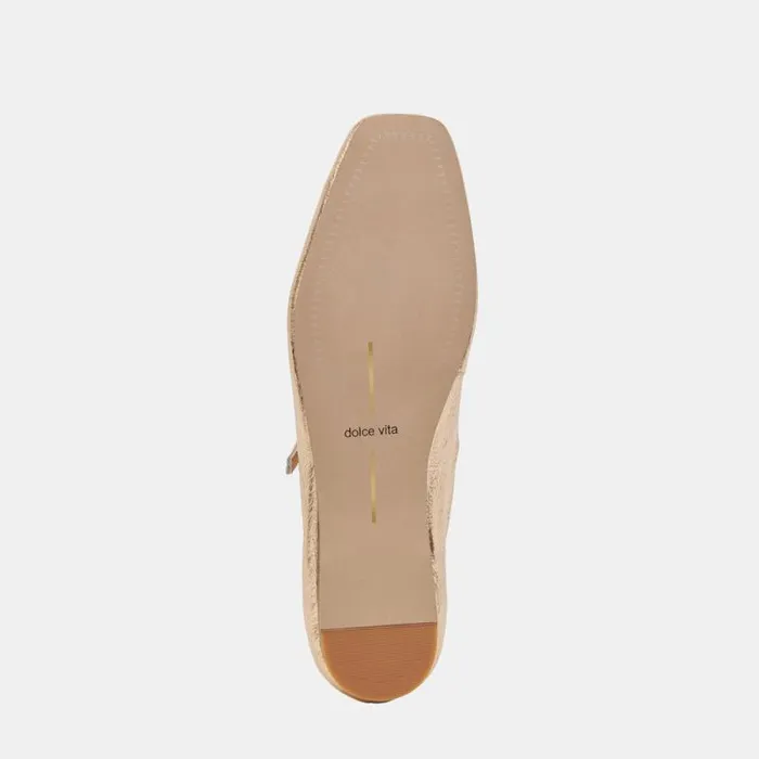 Dolce Vita Reyes Wide Ballet Flats Gold Distressed Leather Women Flats and Loafers