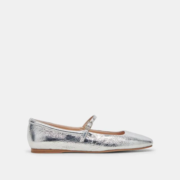 Dolce Vita Reyes Wide Ballet Flats Silver Distressed Leather Women Flats and Loafers Dolce Vita Reyes Wide Ballet Flats Silver Distressed Leather Women Flats and Loafers