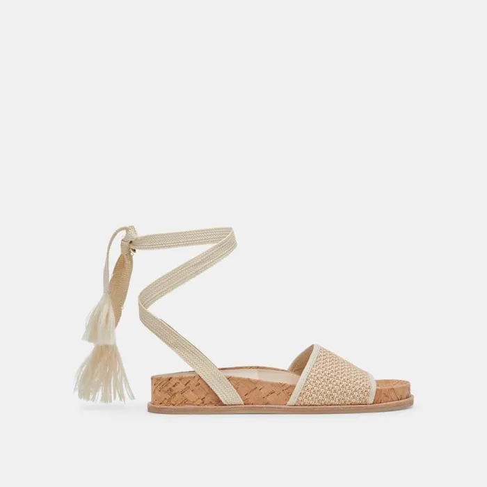 Dolce Vita Salacy Sandals White Natural Raffia Women Sandals