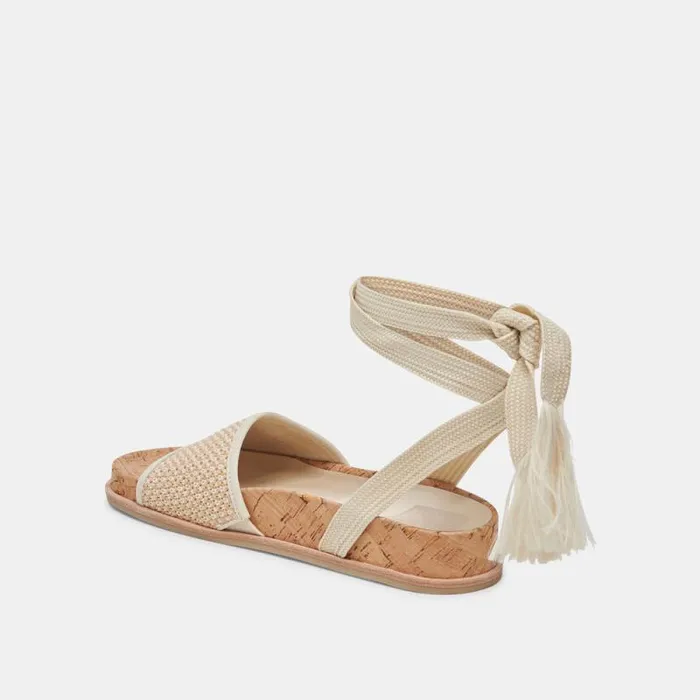 Dolce Vita Salacy Sandals White Natural Raffia Women Sandals