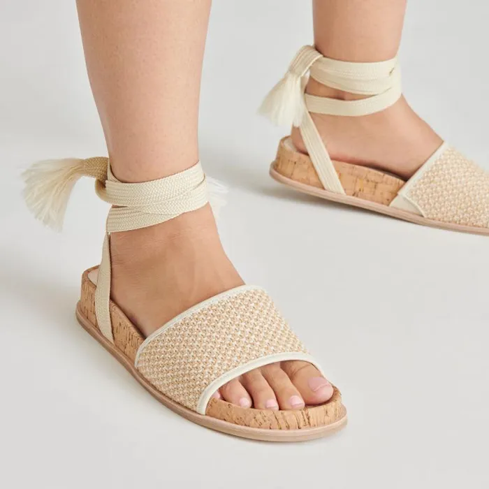 Dolce Vita Salacy Sandals White Natural Raffia Women Sandals