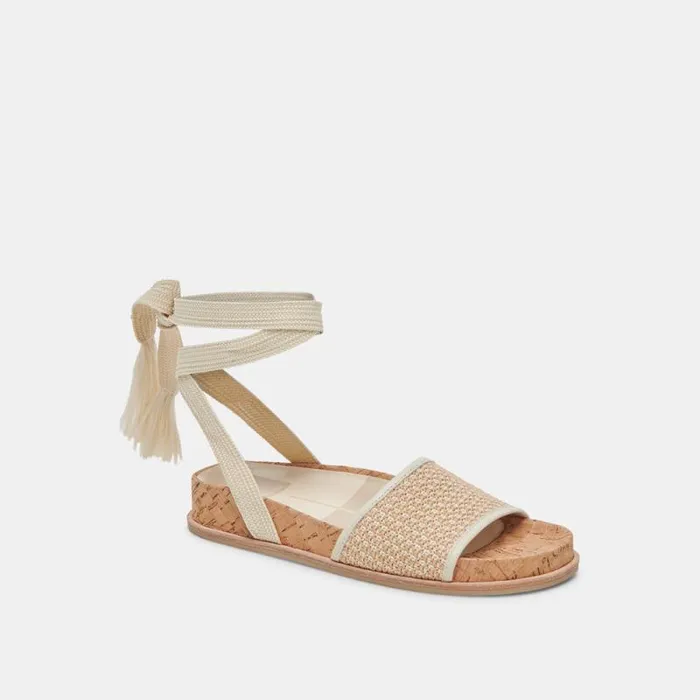 Dolce Vita Salacy Sandals White Natural Raffia Women Sandals