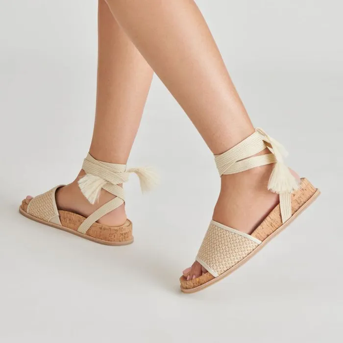 Dolce Vita Salacy Sandals White Natural Raffia Women Sandals