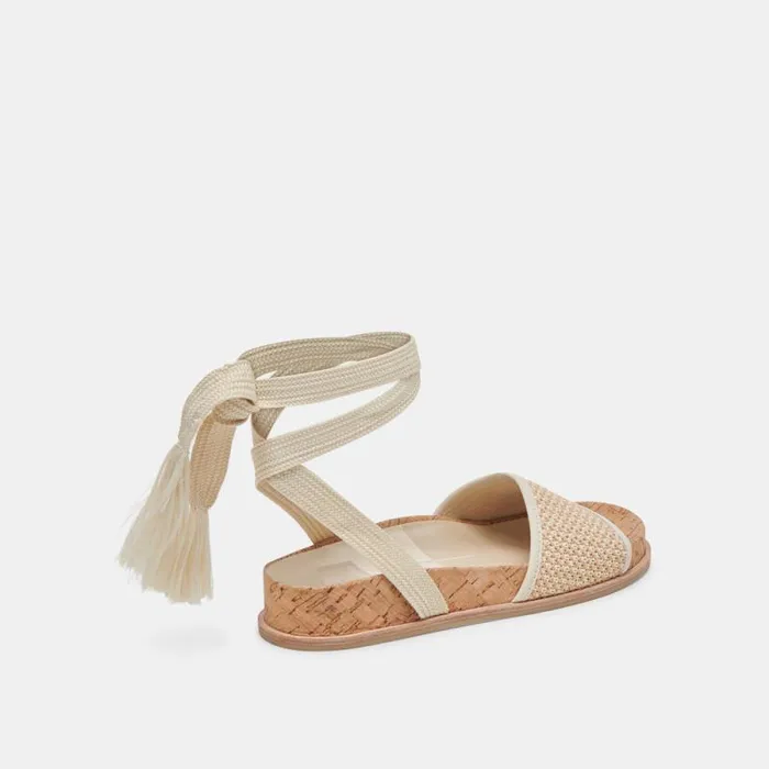 Dolce Vita Salacy Sandals White Natural Raffia Women Sandals