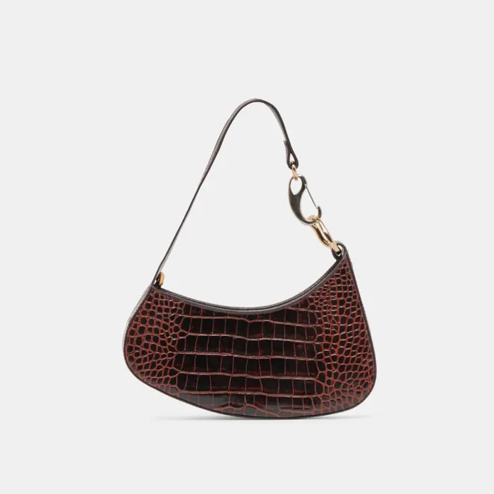 Dolce Vita Skylar Shoulder Bag Chocolate Croco Leather Women Handbags