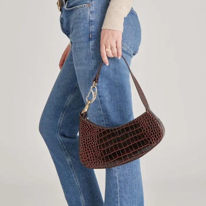 Dolce Vita Skylar Shoulder Bag Chocolate Croco Leather Women Handbags