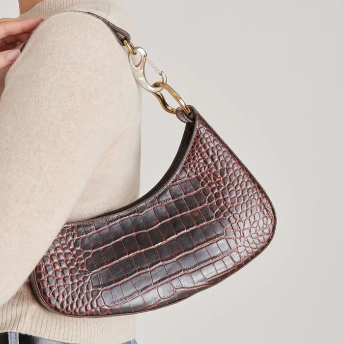 Dolce Vita Skylar Shoulder Bag Chocolate Croco Leather Women Handbags