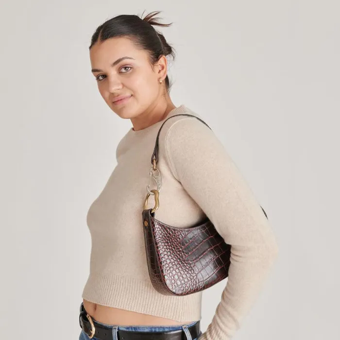 Dolce Vita Skylar Shoulder Bag Chocolate Croco Leather Women Handbags