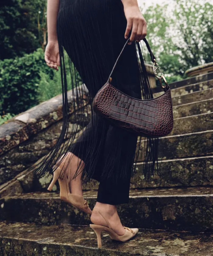 Dolce Vita Skylar Shoulder Bag Chocolate Croco Leather Women Handbags