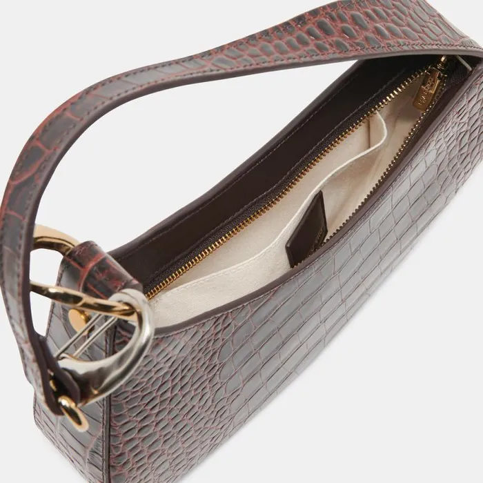 Dolce Vita Skylar Shoulder Bag Chocolate Croco Leather Women Handbags