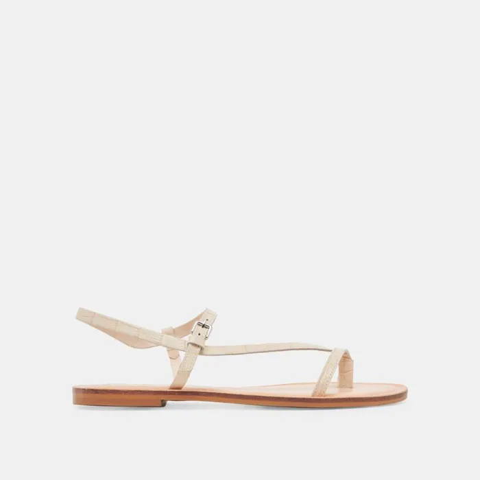 Dolce Vita Wandre Sandals Bone Embossed Leather Women Sandals