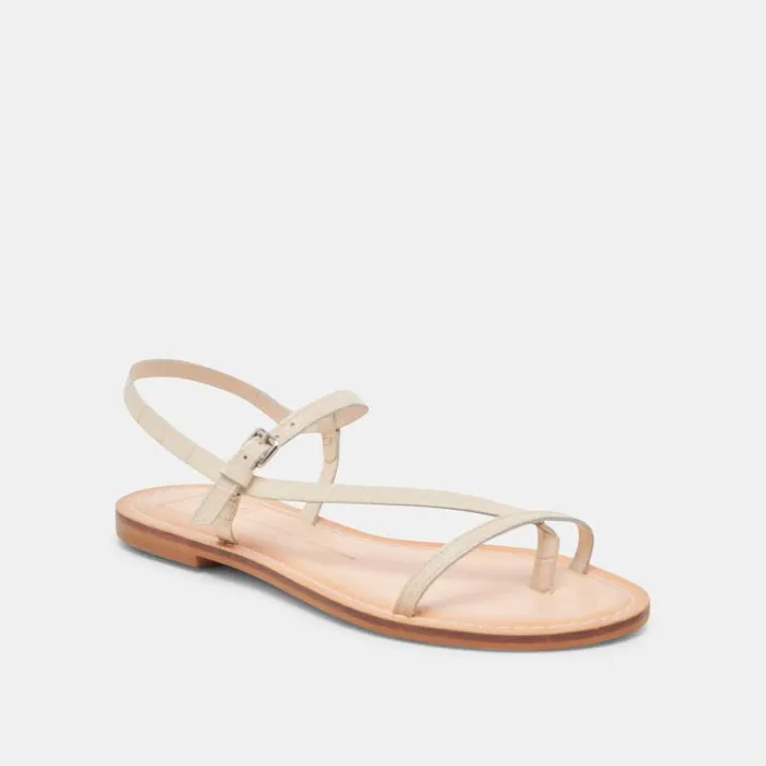 Dolce Vita Wandre Sandals Bone Embossed Leather Women Sandals