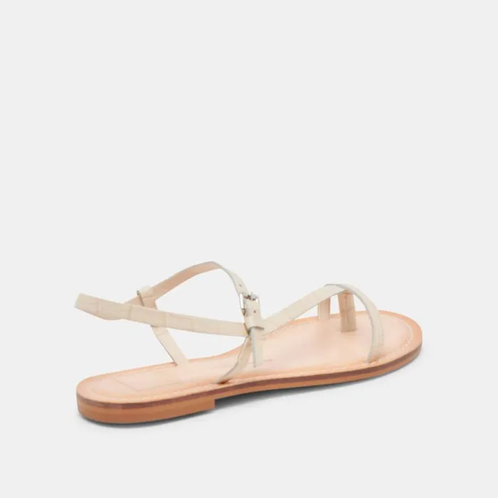 Dolce Vita Wandre Sandals Bone Embossed Leather Women Sandals