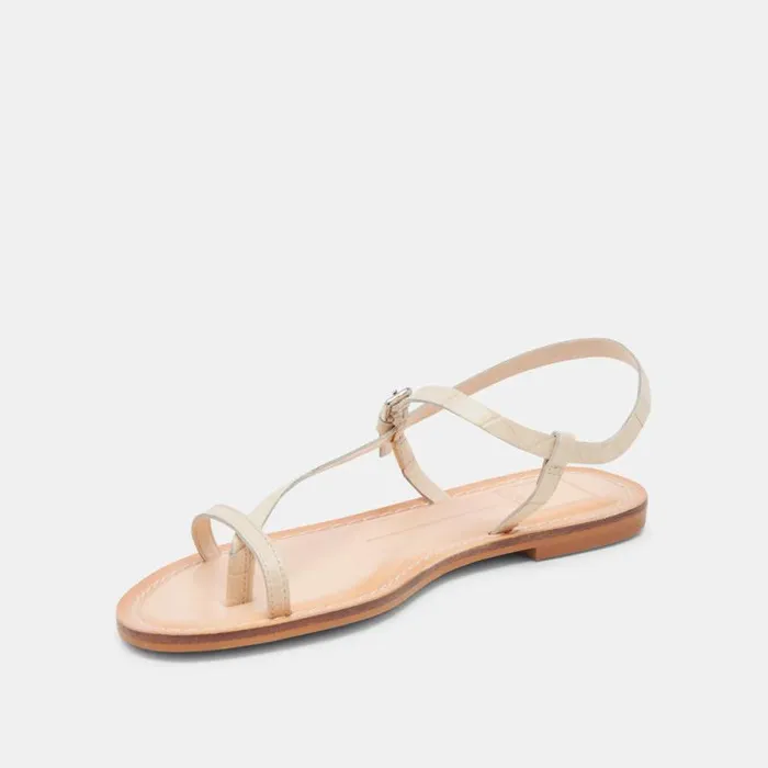 Dolce Vita Wandre Sandals Bone Embossed Leather Women Sandals