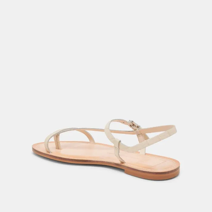 Dolce Vita Wandre Sandals Bone Embossed Leather Women Sandals
