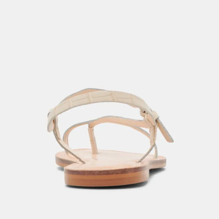 Dolce Vita Wandre Sandals Bone Embossed Leather Women Sandals