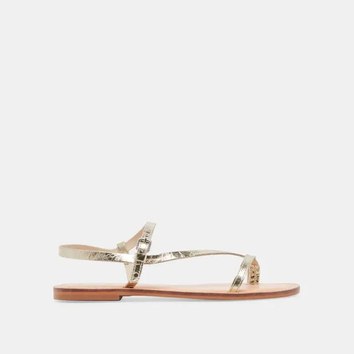 Dolce Vita Wandre Sandals Distressed Leather Gold Women Sandals