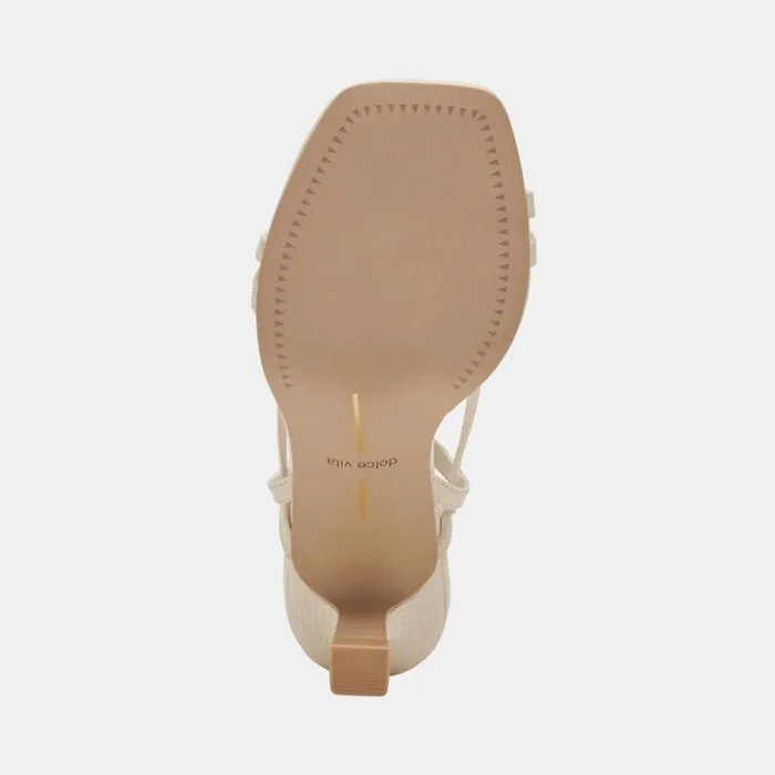 Dolce Vita Zamal Heels Creme Leather Women Sandals