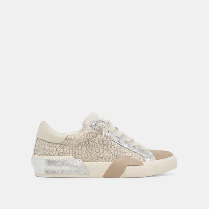 Dolce Vita Zina Plush Sneakers Stone Calf Hair Women Sneakers
