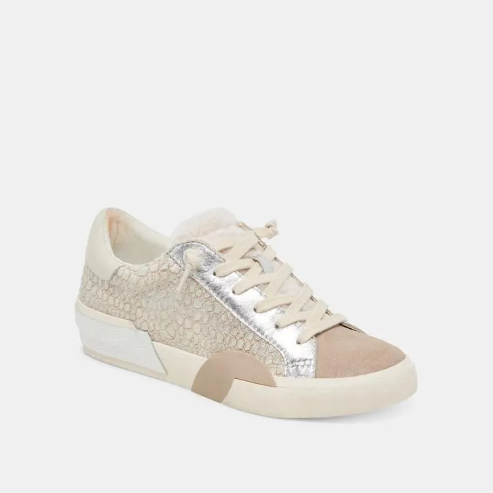 Dolce Vita Zina Plush Sneakers Stone Calf Hair Women Sneakers