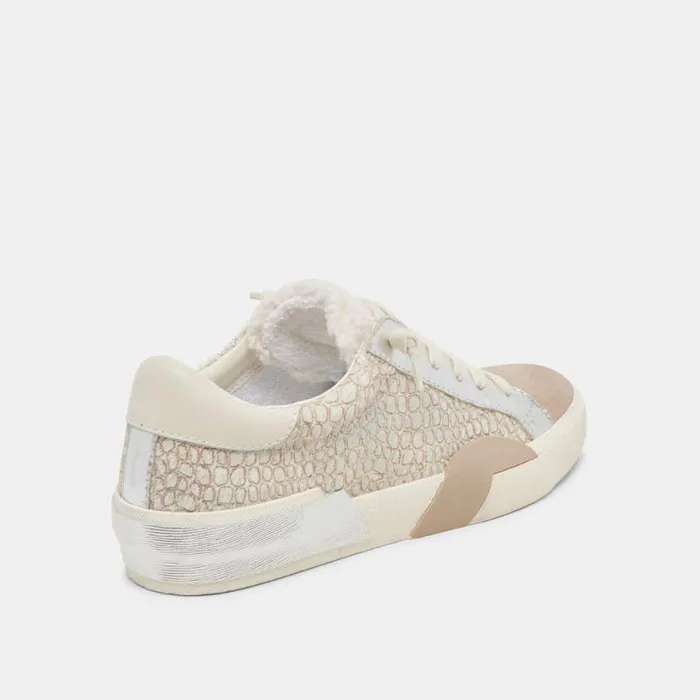 Dolce Vita Zina Plush Sneakers Stone Calf Hair Women Sneakers